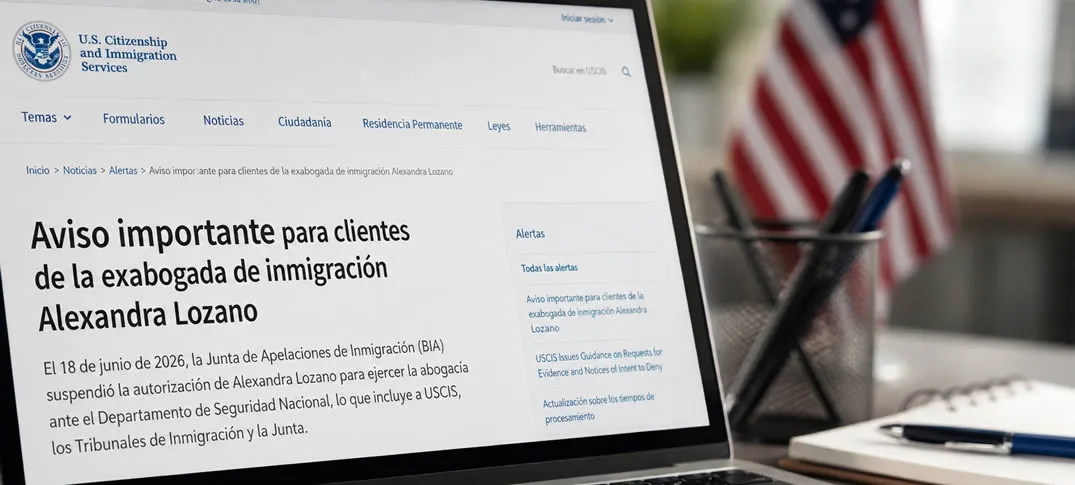 Alexandra Lozano pierde autorización para ejercer ante USCIS